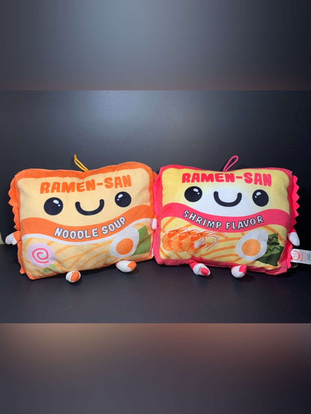 Ramen-San Noodle Soup Shrimp Flavor Fiesta Plush Pillow Pink 9” Stuffed Toy Lot